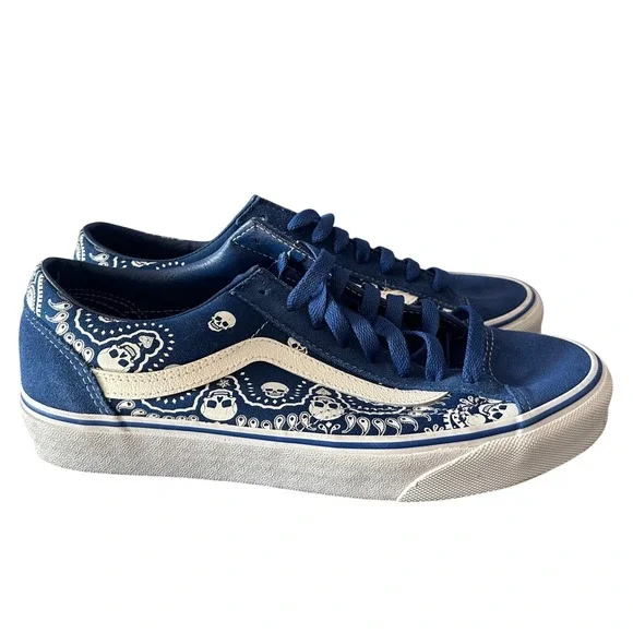 Vans Old Skool Skull Bandana Blue White Skate Sneakers Shoes Mens 9 Womens 10.5 - Picture 9 of 9